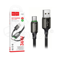 Кабель USB - Type-C Hoco X127 (3A, 36W, оплетка нейлон) Черный