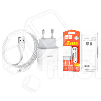Сетевое зарядное устройство USB Hoco C72A (10.5W, кабель Lightning) Белый