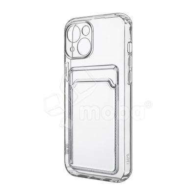 Чехол-накладка для iPhone 13 (с защитой камеры, карманом для карт, прозрачный)